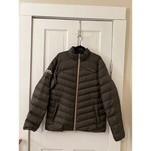 Spyder men’s down puffy puffer jacket large olive green winter coat warm